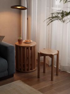 Solid Wood Stool Stackable with Wheels Backup Storage Versatile Dining Table Chair Simple Modern Style for Adults No Assembly Required