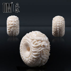 Tim Mammoth Ivory Handmade Carved Beast Dragon Buckle Chi Dragon Clip Ring Reader Xingyue Bodhi Rosary Accessories
