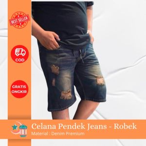 Celana Pendek Jeans Pria Robek Sobek Broadshort