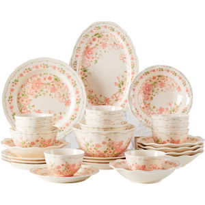 Aesthetic Underglaze Floral Ceramic Dining Set