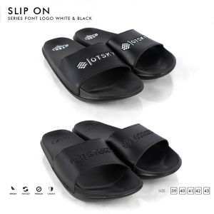 Otsky Sandal Slide Slip On Series Font Logo White-12E & Black Pria