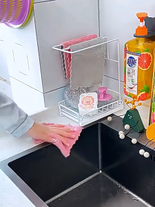 🔥 Kitchen Rag Rack Storage Organizer Rack Wall-mounted Towel Dishcloth Sponge Storage Rack Holder