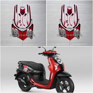 STIKER STRIPING LIS LIST BODY HONDA SCOOPY SPORTY 2024 2025 HITAM MERAH