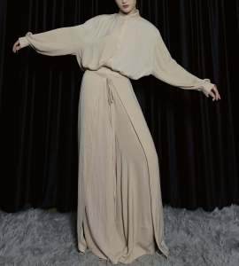 Modern Dance Outfit Shirt Wide Leg Pants Performance Clothing Street Dance Cover up Romantic Dancewear by Shuyuxin