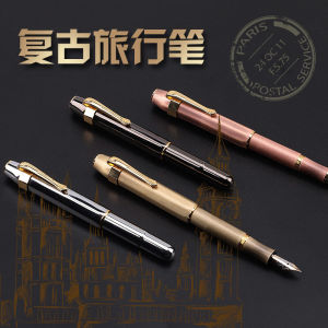 High End Alpha Fountain Pen Short Copper Body Metal Portable Travel Calligraphy Hard Writing Practice Pen for Men Women Teachers