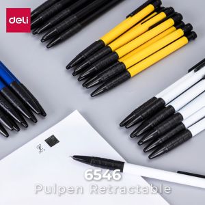 Deli Rectractable Pen / Pulpen Cetek 0.7 mm Isi 36 pcs Hitam/Biru/Merah 6546