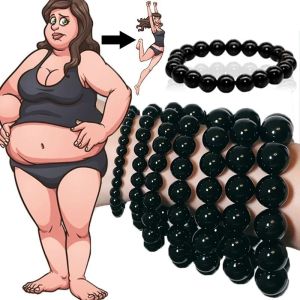 Natural Black Obsidian Stone Bracelet/Promote Blood Circulation Anxiety Relief Bracelets for Women Men