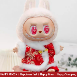 Labubu Sitting Posture Cotton Doll Party Wear Coca-Cola Toy Figure Collectible Trendy Style Soft Plushie Fashionable Doll