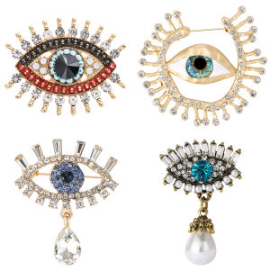 Rhinestone Evil Eye Pins for Women Eyes Brooches Banquet Party Backpack Gifts Jewelry Accessories