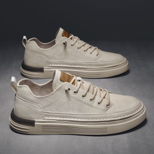 Mens Casual Slip-On Work Shoes Autumn Winter Soft Bottom Anti-Slip Fashionable Leather Shoes for Youth Daily Wear OCEANIA ROO