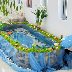 Blue Plastic Film Waterproof Decorative Plant Corner Ring for Kindergarten Spring Summer Natural Pond Goldfish Culture