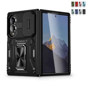 Case for Samsung Galaxy Z Fold 8 Ultra 8/7/6 with Screen Protector[Military Grade Hinge Shockproof] [360° Metal Ring Kickstand] [Fit Magnetic Car Mount] [Slide Camera Cover] Dual Layer Rugged Case (Black)