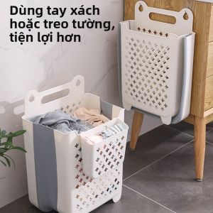 Giỏ Quần Áo Bẩn Gập Được Dung Lượng Lớn Treo Tường