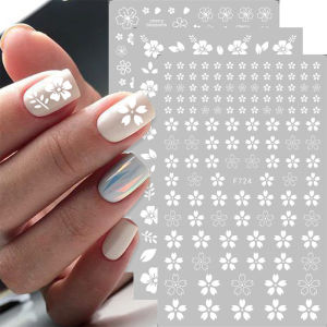 Stiker Kuku Nail Art Fashion Bunga Putih