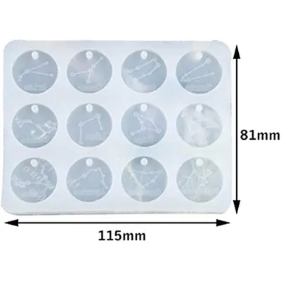 12 Zodiac Constellation Resin Molds Round Zodiac Sign Epoxy Resin Molds for Jewelry Making DIY Craft