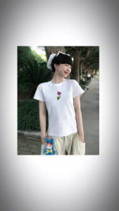 Áo Thun Nữ Babytee 250gsm Hoa Tulip Cổ Tròn Tay Ngắn