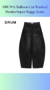 DRUM S. Balloon Cut Washed Denim Super Baggy Jeans- Black