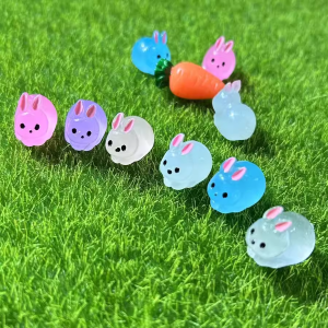 โมเดลกระต่ายเรืองแสงขนาดเล็ก ของเล่นไฟกลางคืน ตกแต่งรถยนต์ ตกแต่งโต๊ะทำงาน กระต่ายเรืองแสง น่ารัก ตัว บรรเทาความเครียด ดีไซน์ ชิ้น อุปกรณ์ตกแต่งรถยนต์