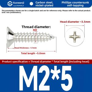 GUWANJI | Iron Nickel Plated Cross Recessed Flat Head Self-Tapping Screws