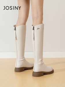 Josiny | Slimming Tall Boots For Women White 2026 Autumn and Winter New Style All-match Knight Boots Plush