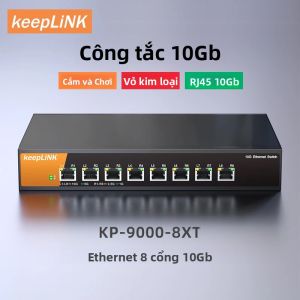 Switch Ethernet Không Quản Lý Đa Cổng 8 Cổng 10G KeepLiNK Lắp Đặt Trên Bàn Làm Việc/treo Tường Cắm Là Chạy Vỏ Kim Loại Chắc Chắn Hỗ Trợ VLAN