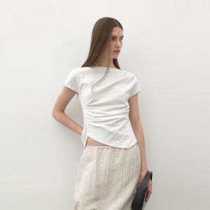 PIAOYA | High-quality One-shoulder Short-sleeve Blouse