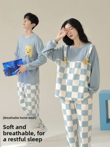 MiiOW | Couples Sleepwear Pure Cotton Breathable Moisture Wicking Sweet Home Clothes Set For Men And Women Spring Autumn Style Cartoon Cute Loose Fit Two-Piece Set
