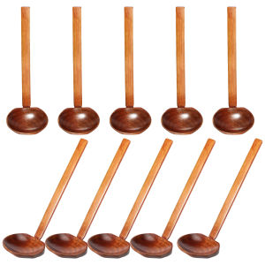 Wood Soup Spoon Eco Friendly Tableware Japanese Ramen Spoon Kitchen Cooking Utensil Tool Round and Oval Spoons Stirring Spoons