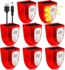 Breao Solar Alarm Sensor With Dog Barking Gunshots 129db Security Alarm Motion Sensor Solar Sound Warning Light 太阳能警报器
