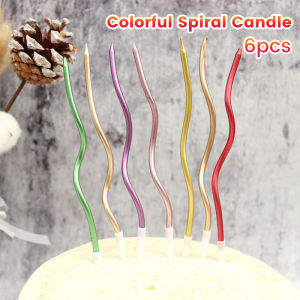 Talao 6pcs Colorful Spiral Candle Twisty Birthday Candles for Birthday Wedding Party and Cake Decoration