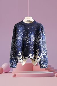 British Style Christmas Snowflake Childrens Water Rabbit Fleece Knitwear Hooded Base Layer Shirt Thick Autumn Winter New Arrival for Boys And Girls