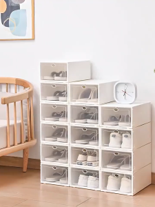 กล่องรองเท้า ชั้นวางรองเท้า กล่องเก็บรองเท้า กล่องใส่รองเท้า กล่องเก็บรองเท้าใส กันฝุ่นและกันน้ำ ต่อกันได้หลายชั้น ส่งจากประเทศไทย