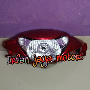Batok kepala depan Plus Reflektor lampu depan yamaha Mio Smile merah maroon