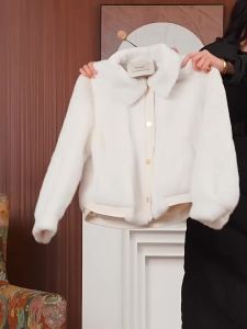 Koradior | Winter New Elegant Faux Fur Patchwork Leather Snap Lapel Short Coat