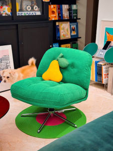 Modern Minimalist Single Chair Leisure Rotating Sofa Chair Designer Creative Balcony Living Room Lazy Sofa Iron Art Sponge Filling