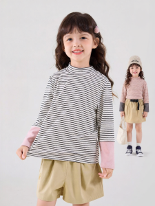 DUDUJIA | Áo Thun Dài Tay Sọc Mới Cho Bé Gái