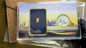 2026 Singapore Fair 1g Lion Gold Bar + Siver Coin 1oz Chinese Dragon Signature Set (with Bag)