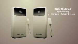 Sạc Dự Phòng 20000mAh Đạt Chuẩn 3C Vention Sạc Siêu Tốc 22.5W Có Sẵn Dây Cáp Type C Dung Lượng Lớn Sạc Song Song 2 Thiết Bị Màn Hình LED Hiển Thị % Pin
