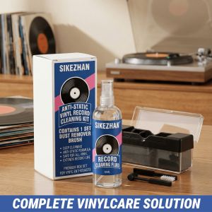 Record Cleaner Kit with 65ml Spray Anti-Static Velvet Brush & Stylus Cleaning Tools for Safe Vinyl Turntable Use By SIKEZHAN
