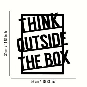 CIFbuy | CIFBUY Metal Wall Art Think Outside The Box Sign Durable Multi-Purpose Decor For Home Office Cafe Bar Classic Black White Modern
