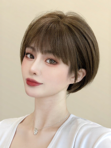 MENGSIQIAN | Pompadour Short Style Wig Real Hair Natural Full Head Covering