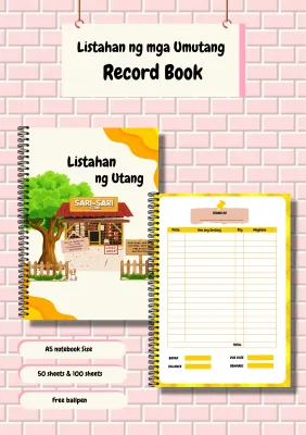 Record Book Listahan ng Utang Sari-Sari A5 size 50 sheets & 100 sheets free ballpen (no back print)
