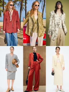 Kamilan Angola Red Womens Suit Jacket V-Neck Spring 2025 New Design Street Style Polyester Blend Long Sleeve Business Casual