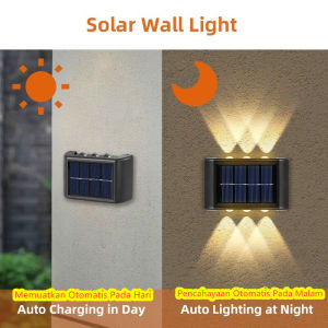 Lampu LED Dinding Tenaga Surya Lampu Dekorasi Luar Ruangan Anti Air Lampu Dinding Taman Balkon Lampu Lanskap Lampu Dinding LED Surya  Lampu dinding tenaga surya tahan air otomatis menyalakan lampu saat gelap dan mengisi daya otomatis di siang hari