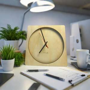 Đồng Hồ Gỗ MDF 27cm Treo Tường & Để Bàn - Decor Tối Giản Vintage Máy kim Trôi Không Tiếng Ồn