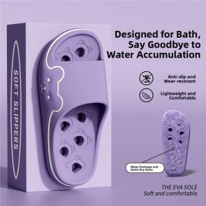 MONLEYTA | Anti-Slip Bathroom Slippers Womens Special Bath Home Indoor Odor-Resistant Pregnant New Leakage Cool Slippers EVA Material