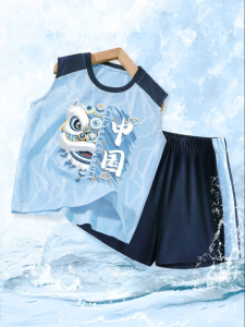 JS | Summer Lightweight Ice Silk Vest Shorts Set For Boys