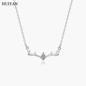 999 Pure Silver Deer Antler Necklace Clavicle Chain Lightweight Luxury Design Festival Gift for Girlfriend Cross Chain Style