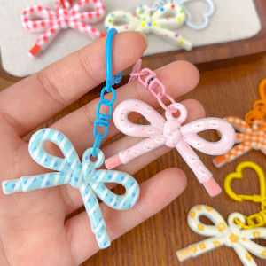 5Pcs Sweet Candy Color Bow Keychain Girl Y2K Cute Key Ring Bag Charm Pendant Kids Gift