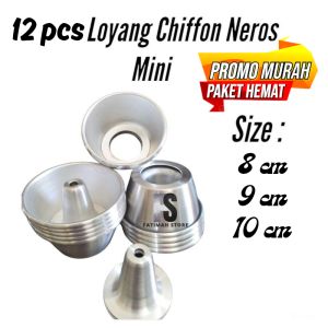 12pcs Loyang chiffon cake mini neros 8 9 10 cm cetakan bolu chiffon cake almumium anti lengket